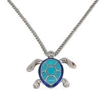 P8253 BLUE TURTLE RHODIUMCHAIN PENDANT