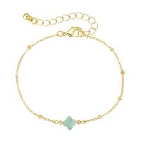 BR8268 GREEN QUARTZ CLOVER GOLD BRACELET