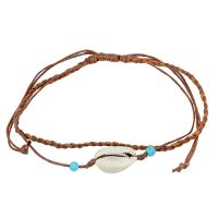 ANP8185 BROWN THREAD ANKLET WITH SHELL