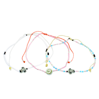 3-PIECE BEADED BRACELETS WITH TURTLES AND SHELL