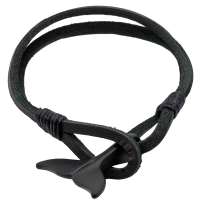 BLK WHALE TAIL LEATHER BRACELET