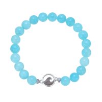 BR8277 BLUE GLOSS BEAD BRACELET WITH WAVE