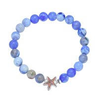 BR8278 DARK BLUE GLOSS BEAD BRACELET WITH STAR