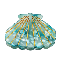 HC329 BLUE/GREEN/GOLD STRIPE CLAM HAIRCLIP