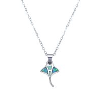 P8290 GREEN SYNTHETIC OPAL STAINLESS STEEL STINGRAY PENDANT