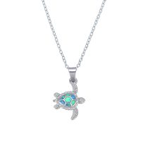 P8294 BLUE SYNTHETIC OPAL STAINLESS STEEL TURTLE PENDANT