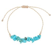 BR8313 TURQUOISE CHIP ROPE ADJUSTABLE BRACELET