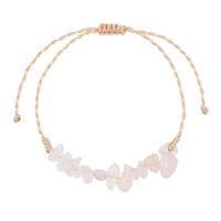 BR8314 ROSE QUARTZ  CHIP ROPE ADJUSTABLE BRACELET