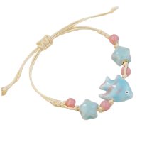 BR8327 BLUE CERAMIC FISH ROPE BRACELET