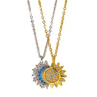 P8325 BLUE MOON YELLOW SUN CRYSTAL BEST FRIENDS PENDANTS
