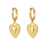 E2213 GOLD HEART HOOP EARRINGS
