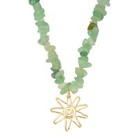 P8348 AVENTURINE CHIP CHOKER WITH GOLD SUN