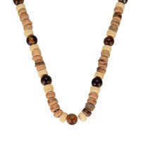 P8354 COCONUT AND TIGER EYE BEAD CHOKER