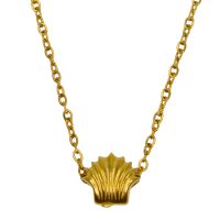 P8382 STAINLESS STEEL GOLD PLATED TINY CLAM SHELL PENDANT