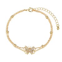 ANP8392 2 STRAND GOLD CHAIN BUTTERFLY ANKLET