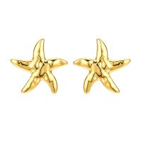 E2215 GOLD WAVY STARFISH EARRINGS