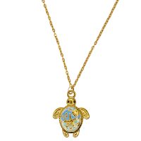 P8423 ENAMEL PRINT GOLD TURTLE PENDANT