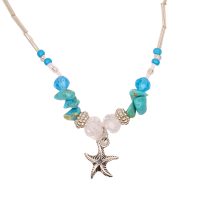 P8429 STARFISH & TURQUOISE (dyed howlite) STONE PENDANT
