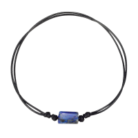 BR8436 LAPIS BLOCK BLACK LEATHER BRACELET