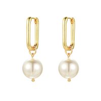 PEARL GOLD  PAPERCLIP EARRINGS