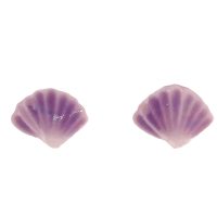 E2231 TINY PURPLE CERAMIC SHELL EARRINGS