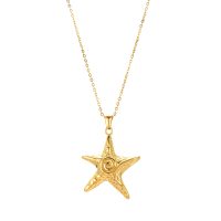STAINLESS STEEL GOLD STAR WITH SWIRL PENDANT