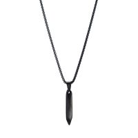 STAINLESS STEEL BLACK FACETED POINT CHAIN PENDANT