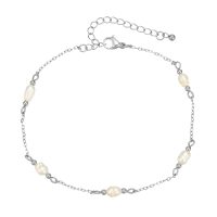 ANP8517 RHODIUM CHAIN & PEARL ANKLET