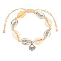 BR8522 COWRIE & RHODIUM COWRIE SHELL BRACELET