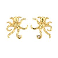 E2247 OCTOPUS EARRINGS W/ GEM