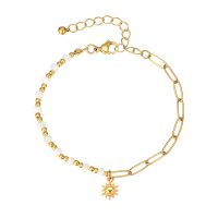 BR8546 PAPERCLIP & BEAD; SUN BRACELET