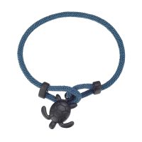 BR8549 NAVY ROPE TURTLE BRACELET