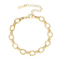 BR8550 WOMENS CHUNKY GOLD LINK BRACELET