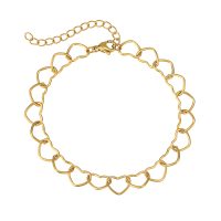 BR8551 DAINTY GOLD LOVE HEART CHAIN BRACELET