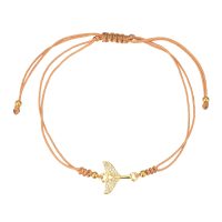 BR8552 NATURAL ROPE GOLD SPARKLY WHALE TAIL BRACELET