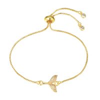 BR8564 GOLD SPARKLY WHALE TAIL SLIP BRACELET