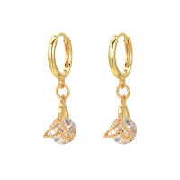 E2251 CRYSTAL WHALE TAIL GOLD HOOP EARRINGS