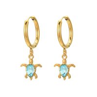 E2254 AQUA GOLD TURTLE GOLD HOOPS
