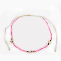 P8199 DAINTY HOT PINK BEAD STRING CHOKER