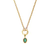 P8568 GOLD PENDANT W/ GREEN GEM