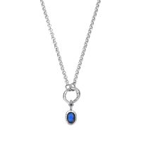 P8569 RHODIUM PENDANT W/ BLUE GEM