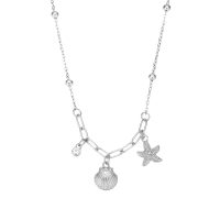 P8571 RHODIUM PAPERCLIP W/ MARINE CHARMS PENDANT