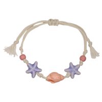 BR8582 PASTEL SEASHELL & SEASTAR ROPE BRACELET