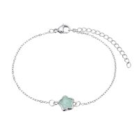 BR8587 GREEN QUARTZ STAR DAINTY RHODIUM BRACELET