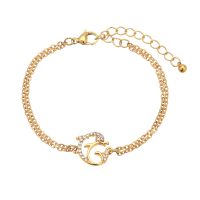 BR8588 2-STRAND DOLPHIN CRYSTAL GOLD BRACELET