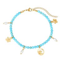 ANP8553 TURQUOISE ANKLET W/ MARINE CHARMS