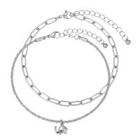 ANP8554 SETS OF 2 CHAIN ANKLETS W/ TINY CUTE ELEPHANT