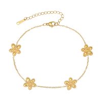 ANP8560 STAINLESS STEEL GOLD FLOWER ANKLET