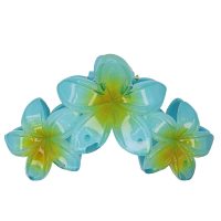 HC358 BLUE 3 FRANGIPANI HAIRCLIP
