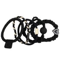 HC366 5 PIECE BLACK & WHITE HAIR TIE SET